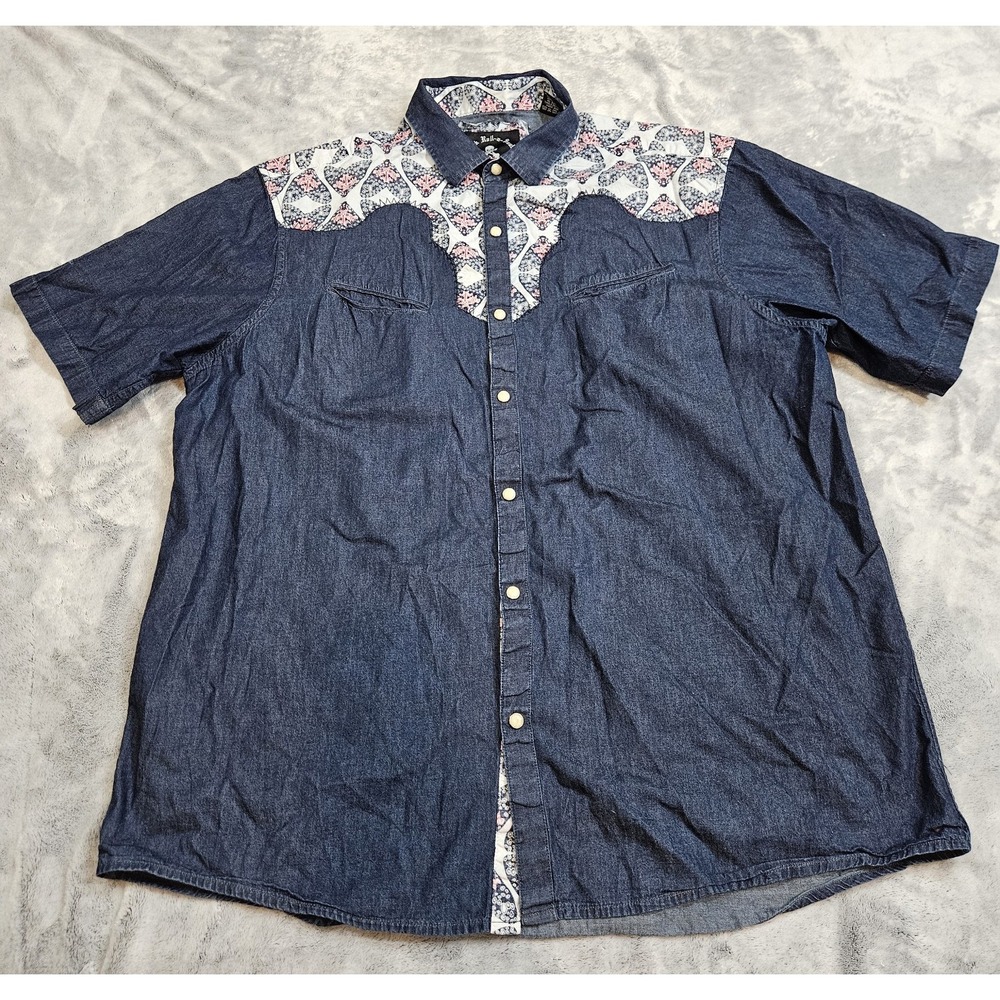 Rock Roll N Soul Shirt Men's Western Pearl Snap Size 2X Fits Like an XL